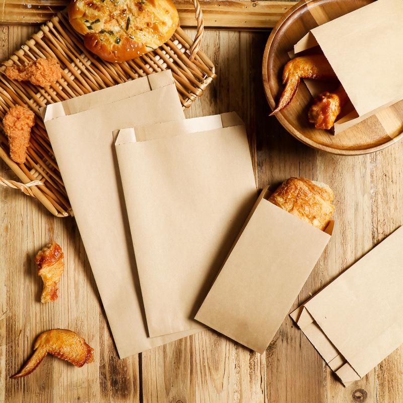 Disposable snack oil resistant kraft paper bag