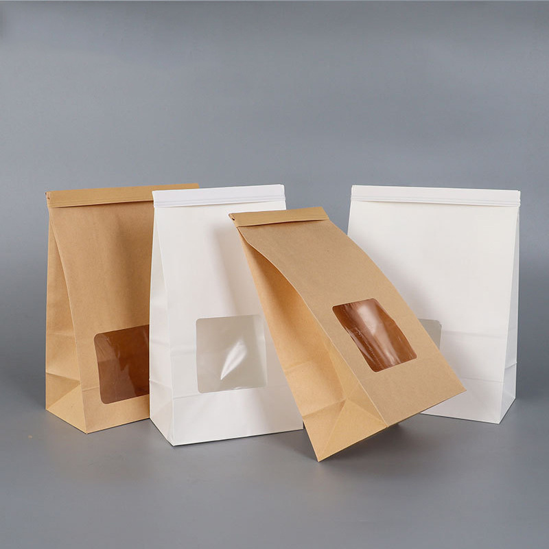 Kraft paper bag bread bag with transparent window